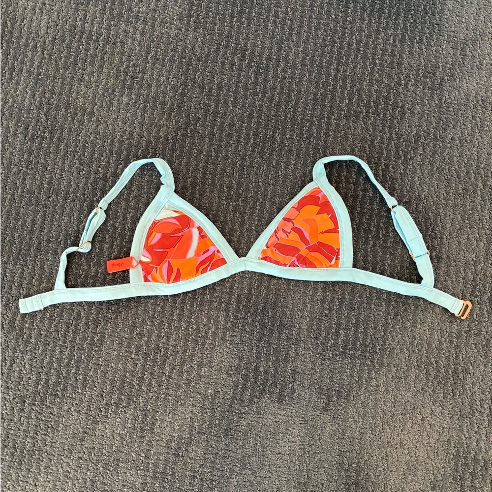Maaji Cloud Blue Hyacinth Fixed Triangle Reversible Bikini Top